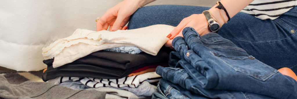 Woman folding laundry
